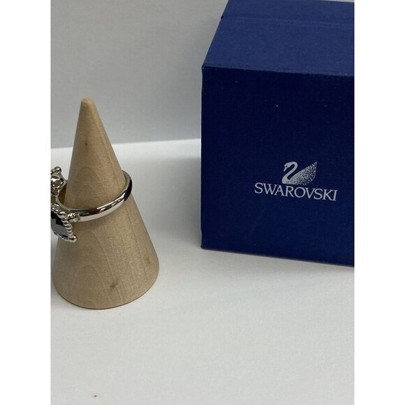 SWAROVSKI ring Rosette grey crystal Ring size 52 Size 6 Silver No Box Classic - Picture 2 of 8